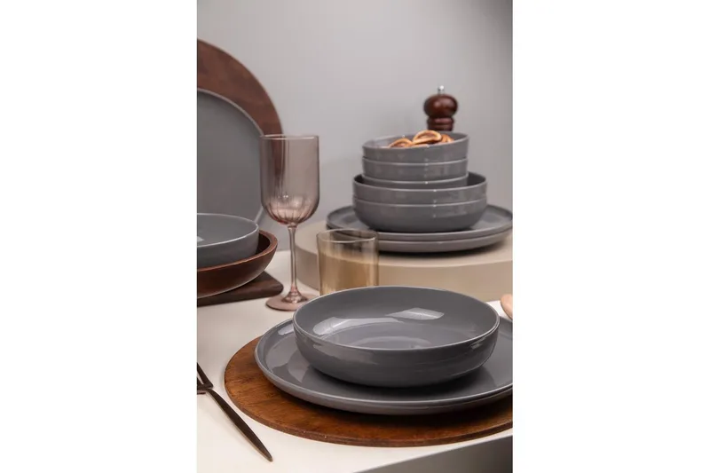 Middagset (12 delar) Athodna Antracit - Antracit - Products - Servering & matlagning - Tallrikar & skålar - Tallrikar set