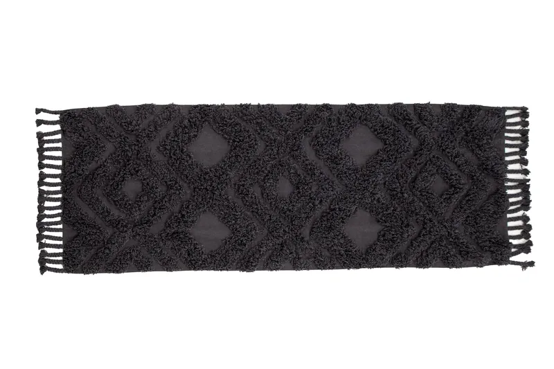 Hilma Bomullsmatta Rektangulär 70x200 cm, Mörkgrå