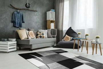 London Patch Friezematta 200x290 - Svart - Products - Textil & mattor - Matta - Modern matta - Wiltonmatta