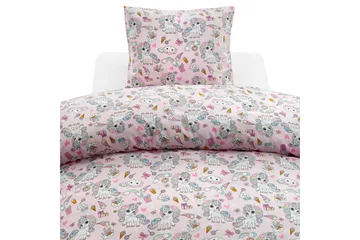 Påslakanset Enkelsäng 2-Dels Enhörning - Rosa - Products - Textil & mattor - Sängkläder - Påslakan