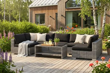 Bahamas Mittmodul utomhus i konstrotting - Grå - Products - Utemöbler & utemiljö - Övrigt utemöbler - Moduler utesoffa - Mittmodul utesoffa