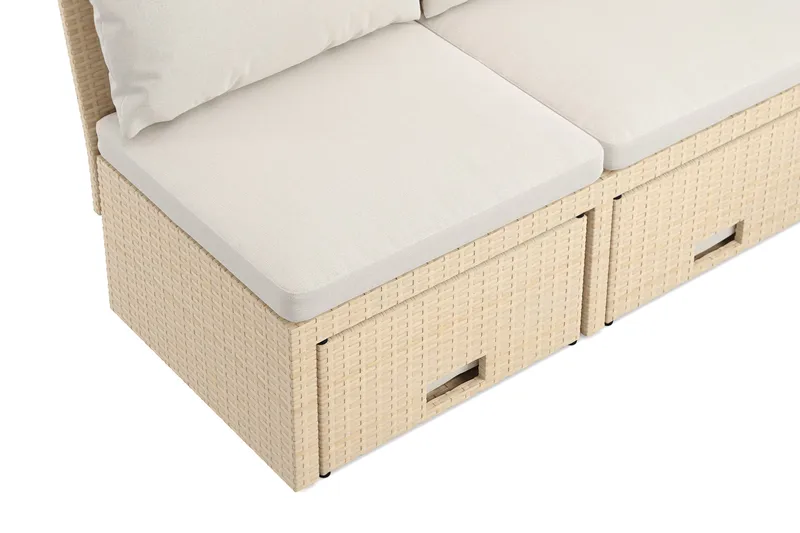 Bahamas Liten Balkongsoffa med dynor och pallar i konstrotting - Beige - Products - Utemöbler & utemiljö - Balkong & altan - Balkongmöbler - Balkongsoffa