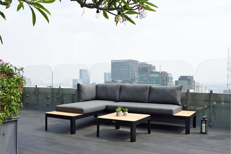 Portals 2-sits Utesoffa - Teak/Svart - Products - Utemöbler & utemiljö - Balkong & altan - Balkongmöbler - Balkongsoffa