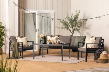 Ariany Soffgrupp - Svart / Gråa dynor - Products - Utemöbler & utemiljö - Loungemöbler - Loungeset & loungegrupp