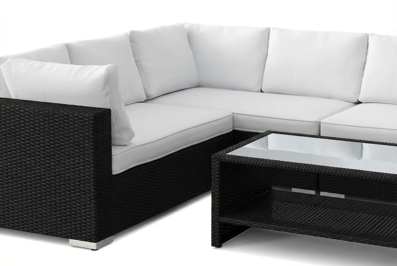 Bahamas L-formad utesoffa höger, 6-sits med bord och hylla - Svart - Products - Utemöbler & utemiljö - Loungemöbler - Loungeset & loungegrupp
