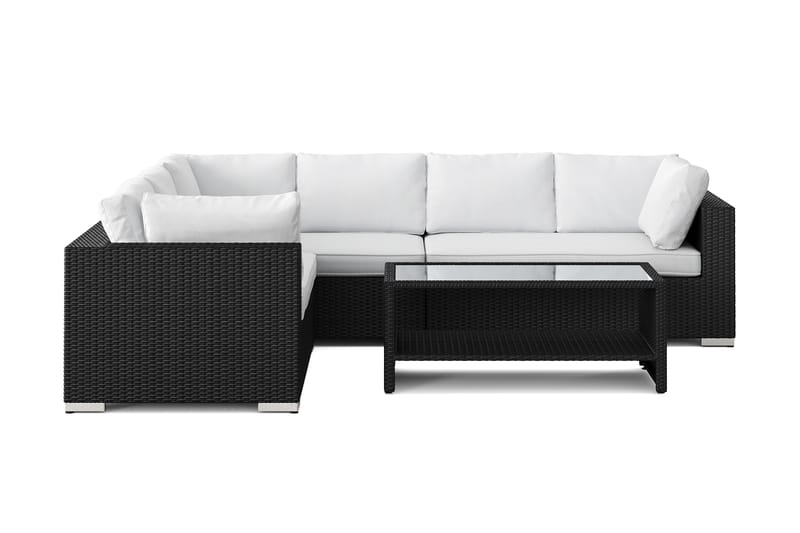 Bahamas L-formad utesoffa höger, 6-sits med bord och hylla - Svart - Products - Utemöbler & utemiljö - Loungemöbler - Loungeset & loungegrupp