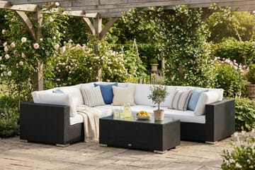 Bahamas L-formad utesoffa höger, 6-sits med bord - Svart - Products - Utemöbler & utemiljö - Loungemöbler - Loungeset & loungegrupp