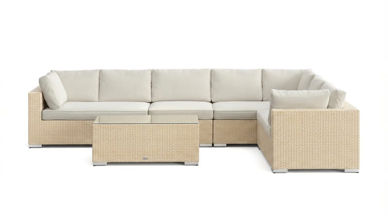 Bahamas L-formad utesoffa vänster, 7-sits med bord - Beige - Products - Utemöbler & utemiljö - Loungemöbler - Loungeset & loungegrupp