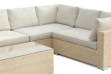 Bahamas L-formad utesoffa vänster, 7-sits med bord - Beige - Products - Utemöbler & utemiljö - Loungemöbler - Loungeset & loungegrupp