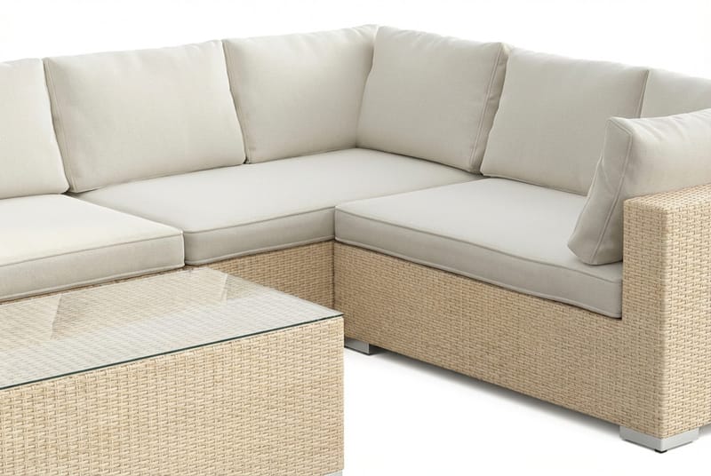 Bahamas L-formad utesoffa vänster, 7-sits med bord - Beige - Products - Utemöbler & utemiljö - Loungemöbler - Loungeset & loungegrupp