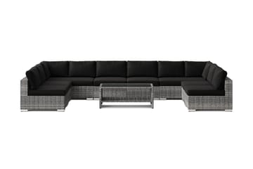 Bahamas U-formad utomhus loungegrupp med öppet avslut, 9-sits med bord och hylla - Grå - Products - Utemöbler & utemiljö - Loungemöbler - Loungeset & loungegrupp