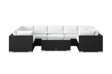 Bahamas U-formad utomhus loungegrupp med stängt avslut, 9-sits med bord - Svart - Products - Utemöbler & utemiljö - Loungemöbler - Loungeset & loungegrupp