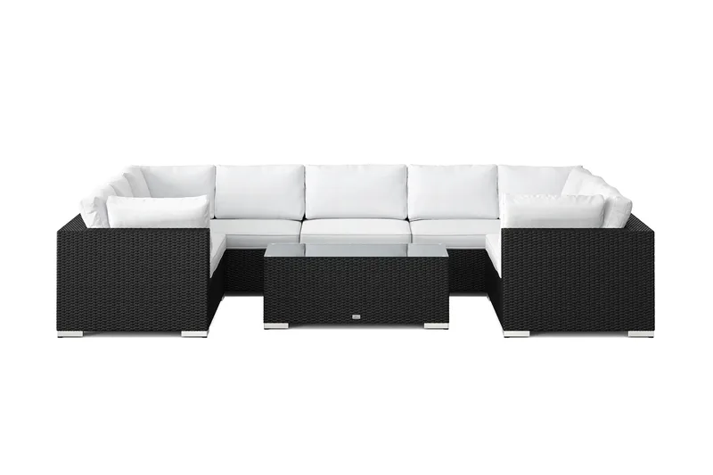 Bahamas U-formad utomhus loungegrupp med stängt avslut, 9-sits med bord - Svart - Products - Utemöbler & utemiljö - Loungemöbler - Loungeset & loungegrupp