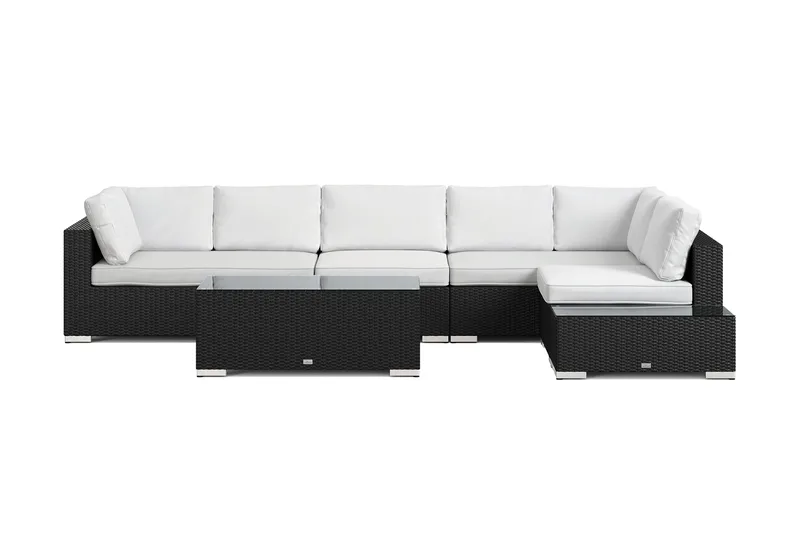Bahamas utesoffa 6-sits vändbar schäslong med avslut och bord - Svart - Products - Utemöbler & utemiljö - Loungemöbler - Loungeset & loungegrupp