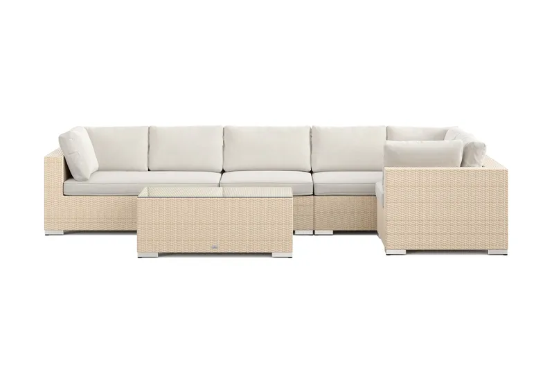 Bahamas utomhus hörnsoffa 6-sits vändbar med bord - Beige - Products - Utemöbler & utemiljö - Loungemöbler - Loungeset & loungegrupp