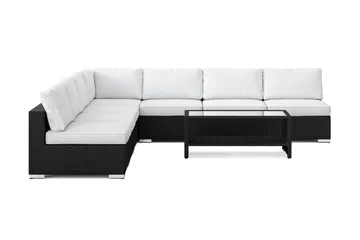 Bahamas utomhus hörnsoffa 7-sits vändbar med öppet avslut och bord med hylla - Svart - Products - Utemöbler & utemiljö - Loungemöbler - Loungeset & loungegrupp