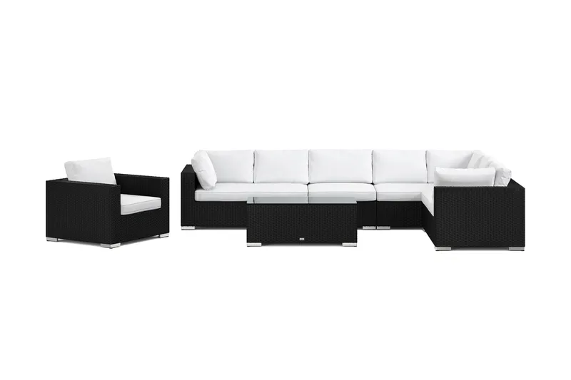 Bahamas utomhus L-soffa vänster 8-sits med fåtölj och bord - Svart - Products - Utemöbler & utemiljö - Loungemöbler - Loungeset & loungegrupp