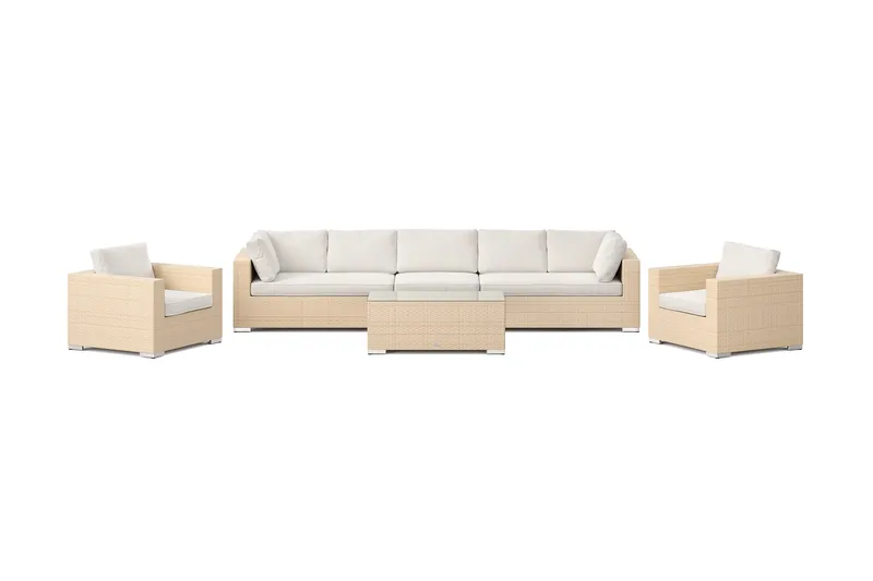 Bahamas utomhus soffgrupp 7-sits med två fåtöljer och bord - Beige - Products - Utemöbler & utemiljö - Loungemöbler - Loungeset & loungegrupp