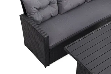 James 5-sits Högervänd Loungegrupp Utomhus – Soffgrupp med grå dynor och bord i konstrotting - Mörkgrå/Svart - Products - Utemöbler & utemiljö - Loungemöbler - Loungeset & loungegrupp