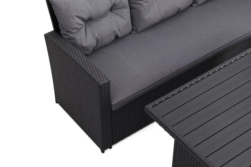James 5-sits Högervänd Loungegrupp Utomhus – Soffgrupp med grå dynor och bord i konstrotting - Mörkgrå/Svart - Products - Utemöbler & utemiljö - Loungemöbler - Loungeset & loungegrupp