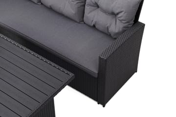 James 5-sits Vänstervänd Loungegrupp Utomhus – Soffgrupp med mörgrå dynor och bord i konstrotting - Grå - Products - Utemöbler & utemiljö - Loungemöbler - Loungeset & loungegrupp