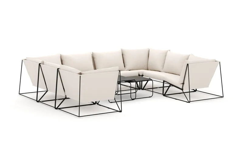 Usteryd utomhus U-soffa 8-sits med stängt avslut - Svart/Beige - Products - Utemöbler & utemiljö - Loungemöbler - Loungesoffor
