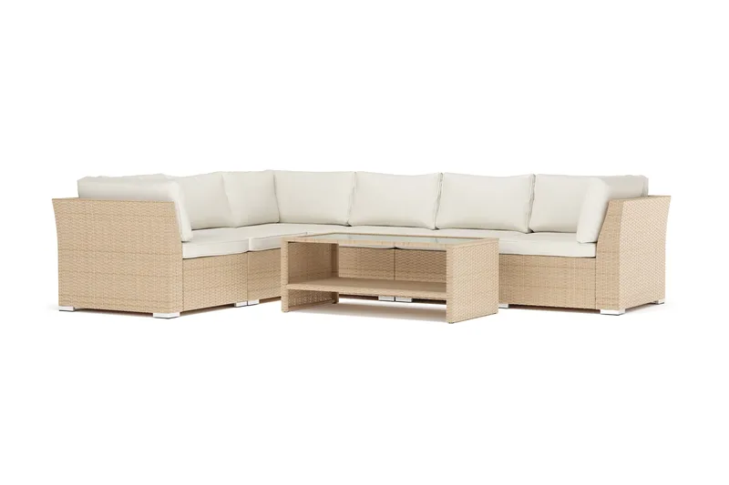 Wisconsin utomhus L-soffa 6-sits vändbar, Beige