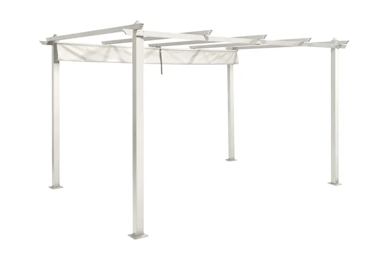 Porto Stor Pergola 4x3 m i aluminium med tak - Vit - Products - Utemöbler & utemiljö - Solskydd - Pergola