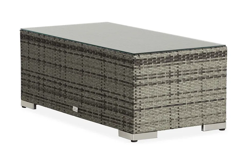 Bahamas Loungbord och Soffbord Utomhus 113 cm Konstrotting Glas - Grå - Products - Utemöbler & utemiljö - Utebord & trädgårdsbord - Loungebord & soffbord utomhus