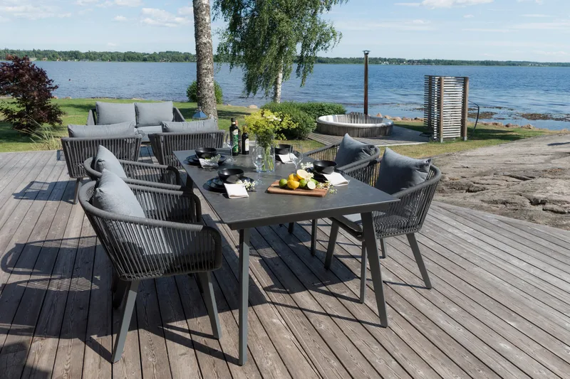 Hillerstorp Hunneslätt Utebord 90X150 Cm - Svart|Grå - Products - Utemöbler & utemiljö - Utebord & trädgårdsbord - Matbord utomhus