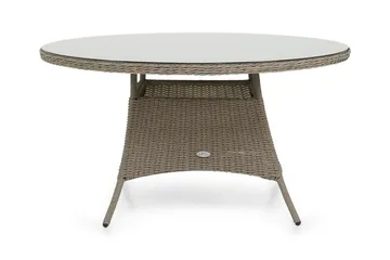 Marcus Stort Runt Matbord Utomhus 140 cm – Utebord i konstrotting med glasskiva för Uteplats och Trädgård - Grå - Products - Utemöbler & utemiljö - Utebord & trädgårdsbord - Matbord utomhus