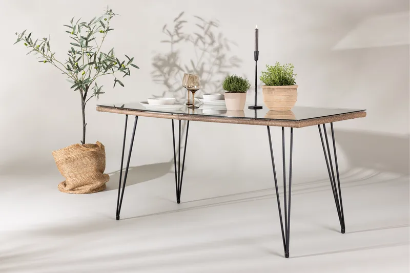 Viga Matbord Utomhus 90x160 cm – Rektangulärt Utebord i stål med glasskiva för Trädgården - Brun - Products - Utemöbler & utemiljö - Utebord & trädgårdsbord - Matbord utomhus