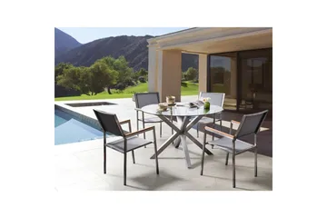 Runt bord Maletto - Silver, Transparent - Products - Utemöbler & utemiljö - Utebord & trädgårdsbord - Matbord utomhus