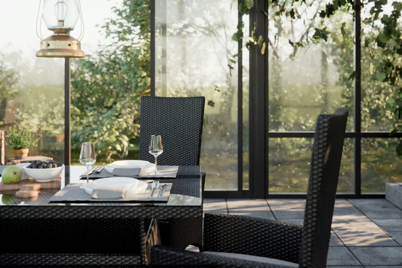 Thor Utebord – Matbord Utomhus 140x90 cm i konstrotting med glasskiva - Svart - Products - Utemöbler & utemiljö - Utebord & trädgårdsbord - Matbord utomhus