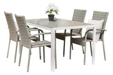 Break Matgrupp Utomhus + 4 Utestolar - Grå/Vit - Products - Utemöbler & utemiljö - Utegrupp - Matgrupp utomhus