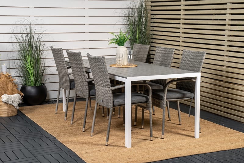 Break Matgrupp Utomhus 205 cm + 6 st Anna Karmstolar Utomhus - Grå /Vit - Products - Utemöbler & utemiljö - Utegrupp - Matgrupp utomhus
