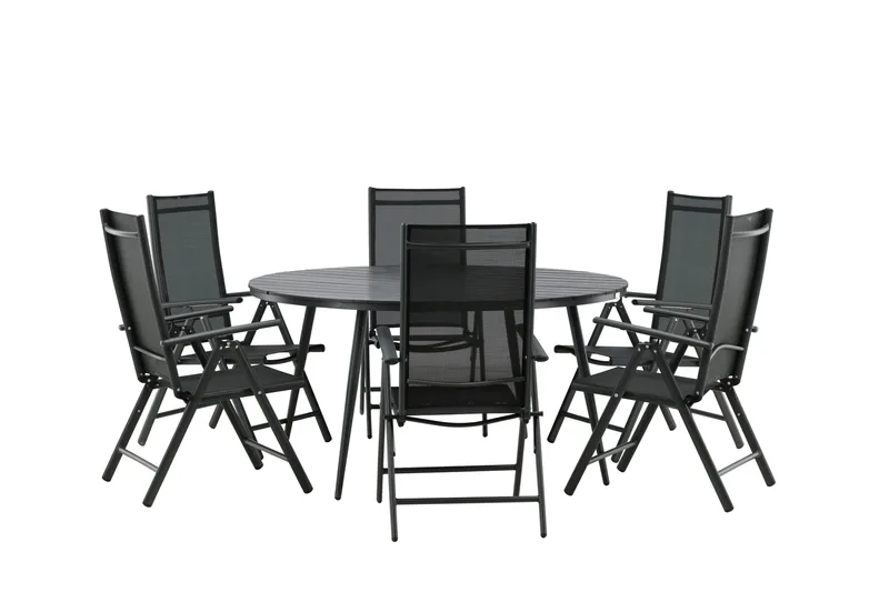 Break Matgrupp Utomhus Rund 150 cm + 6 Break Positionsstol - Svart - Products - Utemöbler & utemiljö - Utegrupp - Matgrupp utomhus
