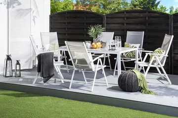 Catania Trädgårdsmöbelset Med Utebord+6 Utestolar - Grå - Products - Utemöbler & utemiljö - Utegrupp - Matgrupp utomhus