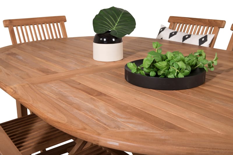 Kenya Matgrupp 180-240x120 cm + 6 Kenya Hopfällbar Stol - Brun - Products - Utemöbler & utemiljö - Utegrupp - Matgrupp utomhus