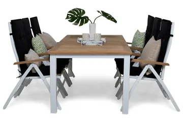 Las Vegas Matgrupp Utomhus 220-280x100+ 6 Las Vegas Lyx Stol m Dyna - Vit/Teak/Svart - Products - Utemöbler & utemiljö - Utegrupp - Matgrupp utomhus