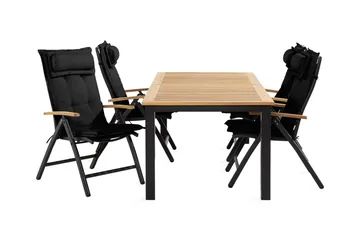 Las Vegas Matgrupp Utomhus 90x152-210 + 4 Stolar m Dyna, Svart/Teak