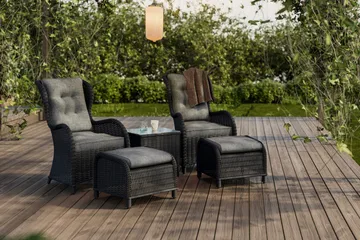 Marcus Öronlappsfåtölj med Fotpall m Dyna 2-pack - Svart - Products - Utemöbler & utemiljö - Utegrupp - Cafegrupp & cafeset