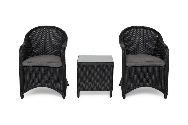 Marcus Caféset med 2 Light Fåtöljer m Dyna - Svart - Products - Utemöbler & utemiljö - Utegrupp - Cafegrupp & cafeset