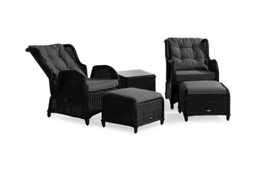 Marcus Caféset med 2 Reclinerfåtöljer Utomhus m Dyna - Svart - Products - Utemöbler & utemiljö - Utegrupp - Cafegrupp & cafeset