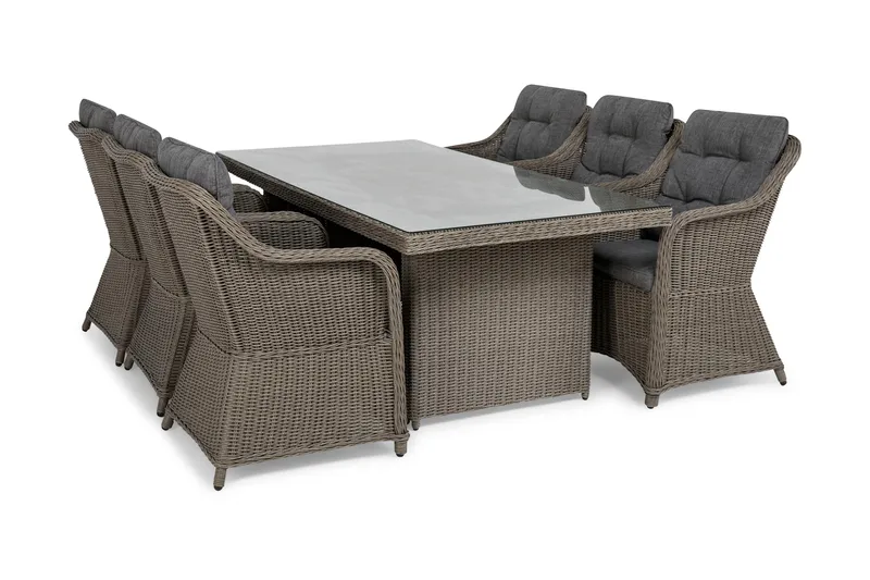 Marcus Matgrupp 200 + 6 Fåtöljer m Dyna - Grå - Products - Utemöbler & utemiljö - Utegrupp - Matgrupp utomhus