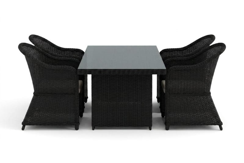 Marcus utomhus matgrupp 160x90 cm med 4 Marcus Light utefåtöljer - Svart - Products - Utemöbler & utemiljö - Utegrupp - Matgrupp utomhus