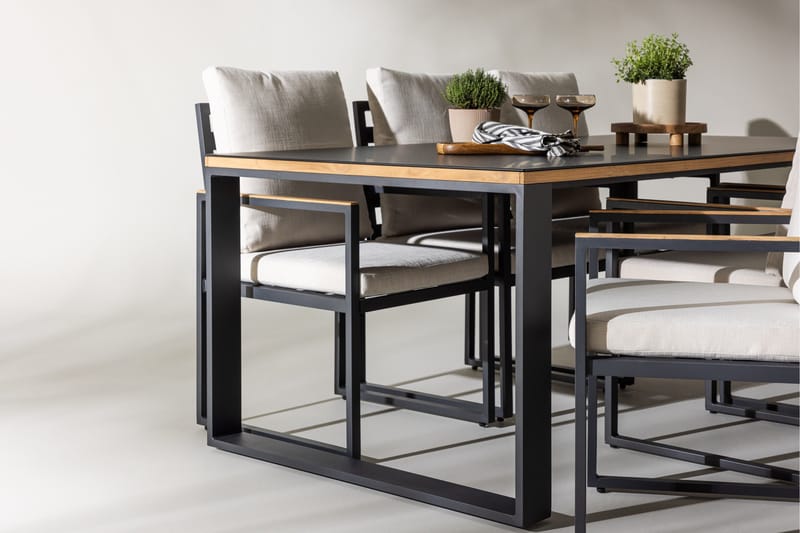 Aspvik Matgrupp 200x100cm - Svart/Teak - Products - Utemöbler & utemiljö - Utegrupp - Matgrupp utomhus