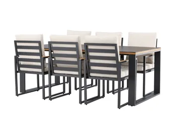 Aspvik Matgrupp 200x100cm - Svart/Teak - Products - Utemöbler & utemiljö - Utegrupp - Matgrupp utomhus