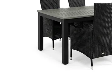 Monaco förlängningsbar matgrupp utomhus inkl. iläggskiva 150-250 cm med 4 Jenny ställbar matstol - Svart/Grå - Products - Utemöbler & utemiljö - Utegrupp - Matgrupp utomhus