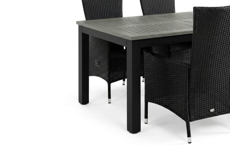 Monaco förlängningsbar matgrupp utomhus inkl. iläggskiva 150-250 cm med 4 Jenny ställbar matstol - Svart/Grå - Products - Utemöbler & utemiljö - Utegrupp - Matgrupp utomhus